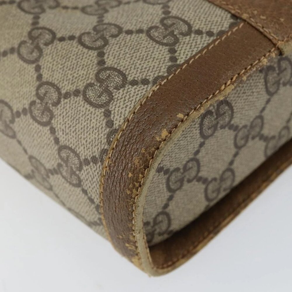 GUCCI GG Supreme Web Sherry Line Bag PVC Beige Gold 904 02 070 Auth 152352 - Picture 10 of 16
